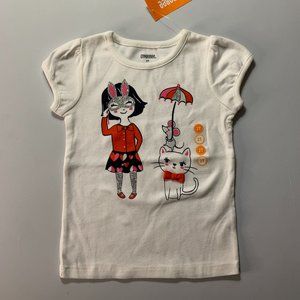 Girl's White Cat Aesthetic Tee
